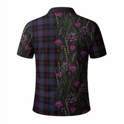 ScotsTee Shop Scottish Nairn Family Crest Tartan Polo Shirt Scottish Thistle Flower Half Style