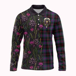 ScotsTee Shop Scottish Nairn Family Crest Tartan Polo Shirt Scottish Thistle Flower Half Style