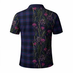 ScotsTee Shop Scottish Morgan Family Crest Tartan Polo Shirt Scottish Thistle Flower Half Style
