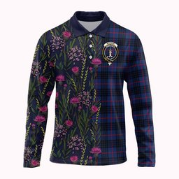 ScotsTee Shop Scottish Morgan Family Crest Tartan Polo Shirt Scottish Thistle Flower Half Style