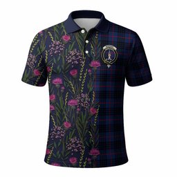 ScotsTee Shop Scottish Morgan Family Crest Tartan Polo Shirt Scottish Thistle Flower Half Style