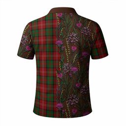 ScotsTee Shop Scottish Nesbitt (Nisbet) Family Crest Tartan Polo Shirt Scottish Thistle Flower Half Style
