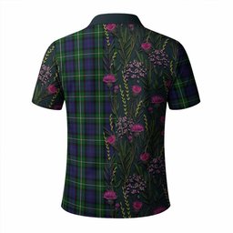 ScotsTee Shop Scottish Forbes Family Crest Tartan Polo Shirt Scottish Thistle Flower Half Style