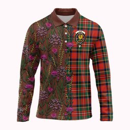 ScotsTee Shop Scottish Lyle Family Crest Tartan Polo Shirt Scottish Thistle Flower Half Style