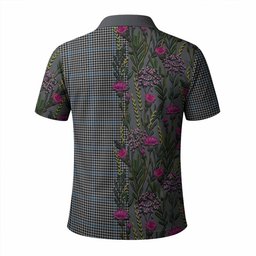 ScotsTee Shop Scottish Gladstone (Gladstanes) Family Crest Tartan Polo Shirt Scottish Thistle Flower Half Style