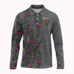 ScotsTee Shop Scottish Gladstone (Gladstanes) Family Crest Tartan Polo Shirt Scottish Thistle Flower Half Style