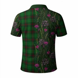 ScotsTee Shop Scottish Kinnear Family Crest Tartan Polo Shirt Scottish Thistle Flower Half Style