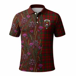 ScotsTee Shop Scottish MacColl (McColl) Family Crest Tartan Polo Shirt Scottish Thistle Flower Half Style