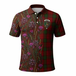 ScotsTee Shop Scottish Maxwell Family Crest Tartan Polo Shirt Scottish Thistle Flower Half Style