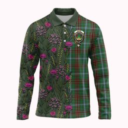 ScotsTee Shop Scottish Gayre Family Crest Tartan Polo Shirt Scottish Thistle Flower Half Style