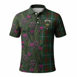 ScotsTee Shop Scottish Gayre Family Crest Tartan Polo Shirt Scottish Thistle Flower Half Style