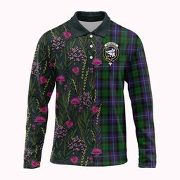 ScotsTee Shop Scottish Galbraith Family Crest Tartan Polo Shirt Scottish Thistle Flower Half Style
