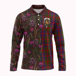 ScotsTee Shop Scottish Gow Family Crest Tartan Polo Shirt Scottish Thistle Flower Half Style