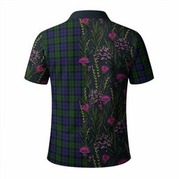 ScotsTee Shop Scottish Dundas Family Crest Tartan Polo Shirt Scottish Thistle Flower Half Style