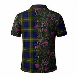 ScotsTee Shop Scottish Moore Family Crest Tartan Polo Shirt Scottish Thistle Flower Half Style