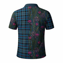 ScotsTee Shop Scottish MacCorquodale (McCorquodale) Family Crest Tartan Polo Shirt Scottish Thistle Flower Half Style