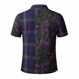 ScotsTee Shop Scottish Kinnaird Family Crest Tartan Polo Shirt Scottish Thistle Flower Half Style