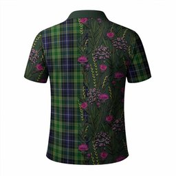 ScotsTee Shop Scottish McKellar Family Crest Tartan Polo Shirt Scottish Thistle Flower Half Style