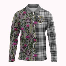 ScotsTee Shop Scottish Glendinning Family Crest Tartan Polo Shirt Scottish Thistle Flower Half Style