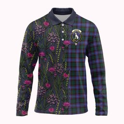ScotsTee Shop Scottish Hunter (Hunterston) Family Crest Tartan Polo Shirt Scottish Thistle Flower Half Style