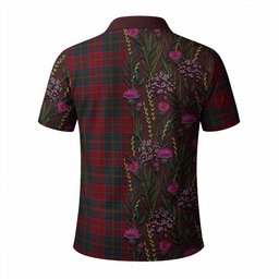 ScotsTee Shop Scottish MacDonald (McDonald) of Glencoe Family Crest Tartan Polo Shirt Scottish Thistle Flower Half Style
