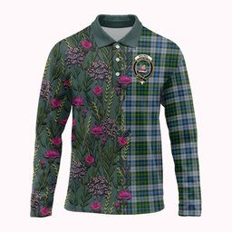 ScotsTee Shop Scottish MacNeil (McNeil) Family Crest Tartan Polo Shirt Scottish Thistle Flower Half Style