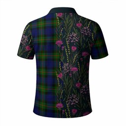 ScotsTee Shop Scottish Jamieson Family Crest Tartan Polo Shirt Scottish Thistle Flower Half Style
