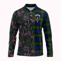 ScotsTee Shop Scottish Jamieson Family Crest Tartan Polo Shirt Scottish Thistle Flower Half Style