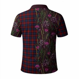 ScotsTee Shop Scottish MacLachlan (McLachlan) Family Crest Tartan Polo Shirt Scottish Thistle Flower Half Style