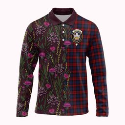 ScotsTee Shop Scottish MacLachlan (McLachlan) Family Crest Tartan Polo Shirt Scottish Thistle Flower Half Style