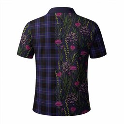 ScotsTee Shop Scottish Dunlop Family Crest Tartan Polo Shirt Scottish Thistle Flower Half Style
