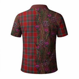 ScotsTee Shop Scottish MacBean (MacBain) Family Crest Tartan Polo Shirt Scottish Thistle Flower Half Style