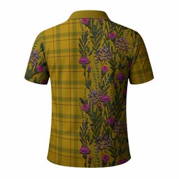 ScotsTee Shop Scottish Houston Family Crest Tartan Polo Shirt Scottish Thistle Flower Half Style