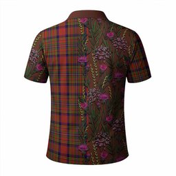 ScotsTee Shop Scottish Hepburn Family Crest Tartan Polo Shirt Scottish Thistle Flower Half Style