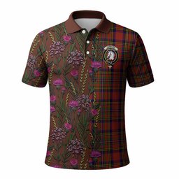 ScotsTee Shop Scottish Hepburn Family Crest Tartan Polo Shirt Scottish Thistle Flower Half Style