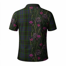 ScotsTee Shop Scottish MacInnes (McInnes) Family Crest Tartan Polo Shirt Scottish Thistle Flower Half Style