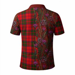 ScotsTee Shop Scottish Heron Family Crest Tartan Polo Shirt Scottish Thistle Flower Half Style