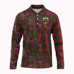 ScotsTee Shop Scottish Rattray Family Crest Tartan Polo Shirt Scottish Thistle Flower Half Style