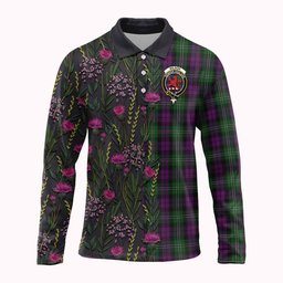 ScotsTee Shop Scottish Wilson Family Crest Tartan Polo Shirt Scottish Thistle Flower Half Style