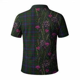 ScotsTee Shop Scottish Skene Family Crest Tartan Polo Shirt Scottish Thistle Flower Half Style