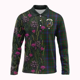 ScotsTee Shop Scottish Skene Family Crest Tartan Polo Shirt Scottish Thistle Flower Half Style