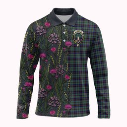 ScotsTee Shop Scottish Stephenson (Stevenson) Family Crest Tartan Polo Shirt Scottish Thistle Flower Half Style