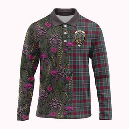 ScotsTee Shop Scottish Spence (Spens) Family Crest Tartan Polo Shirt Scottish Thistle Flower Half Style