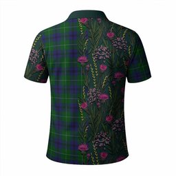 ScotsTee Shop Scottish Oliphant Family Crest Tartan Polo Shirt Scottish Thistle Flower Half Style
