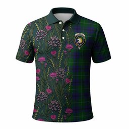 ScotsTee Shop Scottish Oliphant Family Crest Tartan Polo Shirt Scottish Thistle Flower Half Style