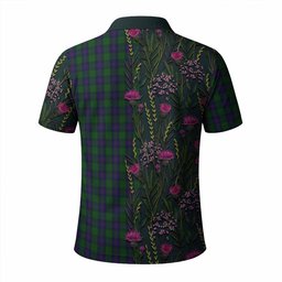 ScotsTee Shop Scottish Shaw Family Crest Tartan Polo Shirt Scottish Thistle Flower Half Style