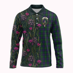 ScotsTee Shop Scottish Shaw Family Crest Tartan Polo Shirt Scottish Thistle Flower Half Style