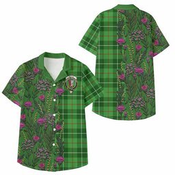 ScotsTee Shop Boyle Family Crest Tartan Kid Hawaiian Shirt Scottish Thistle Flower Pattern Half Style