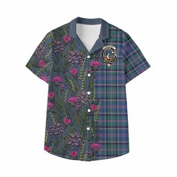 ScotsTee Shop Cooper Family Crest Tartan Kid Hawaiian Shirt Scottish Thistle Flower Pattern Half Style