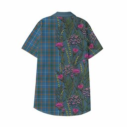ScotsTee Shop Bain Family Crest Tartan Kid Hawaiian Shirt Scottish Thistle Flower Pattern Half Style
